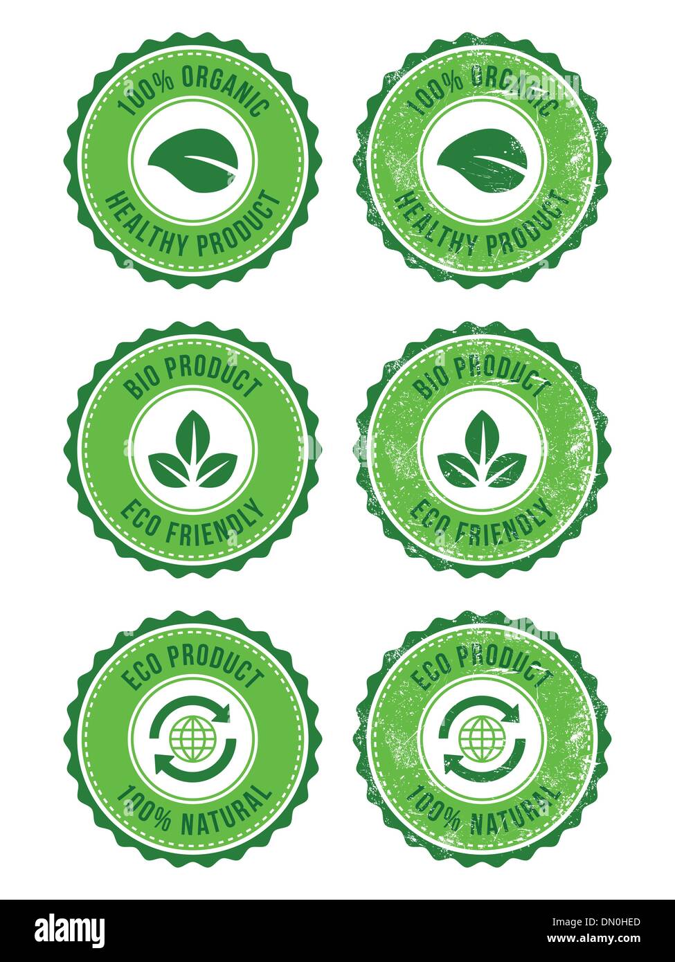 100 % bio vert eco naturel produit étiquettes rétro Illustration de Vecteur