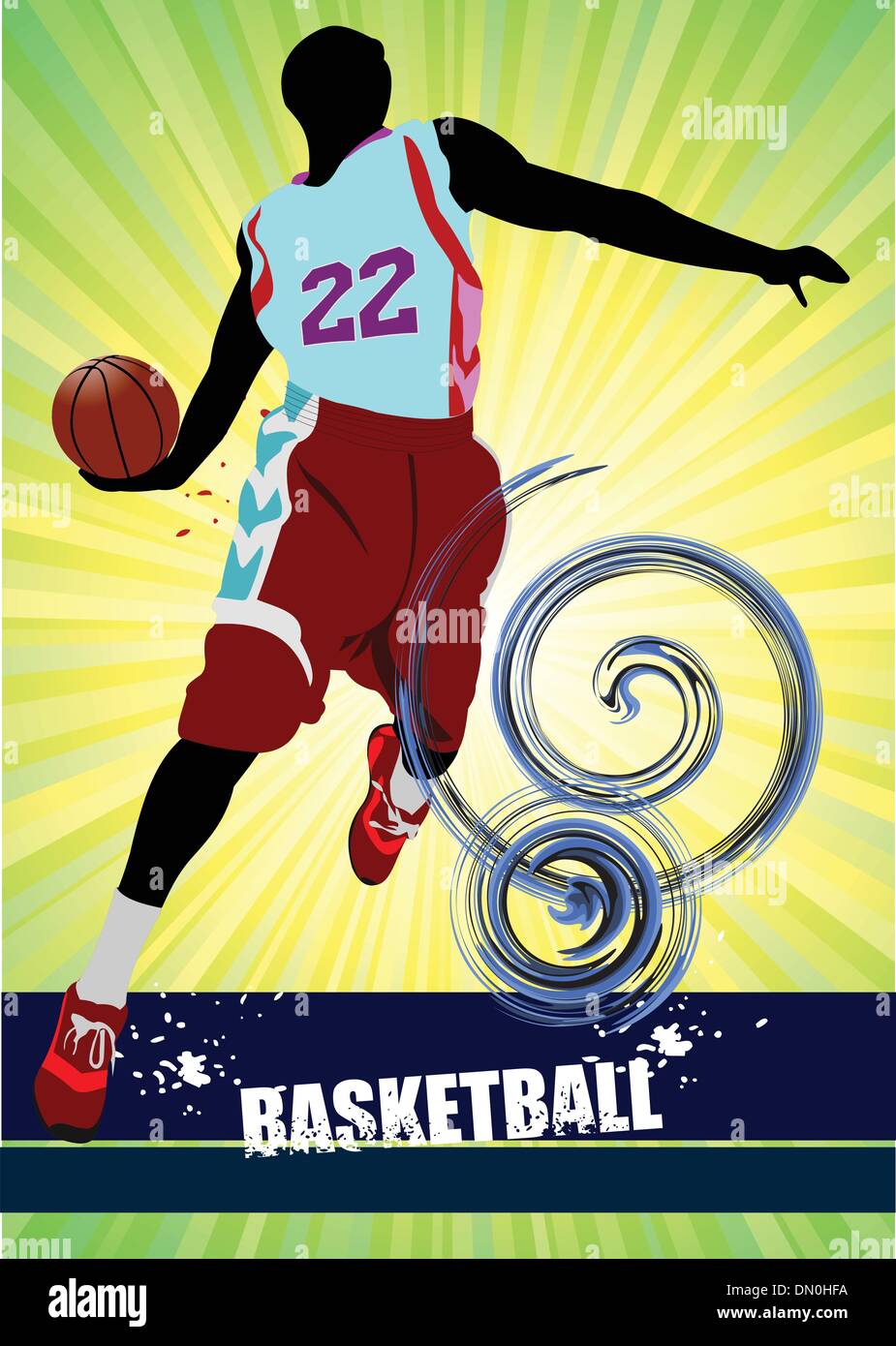Un joueur de basket stylé apparaît dans une affiche illustration 100x100 cm  - Tirage
