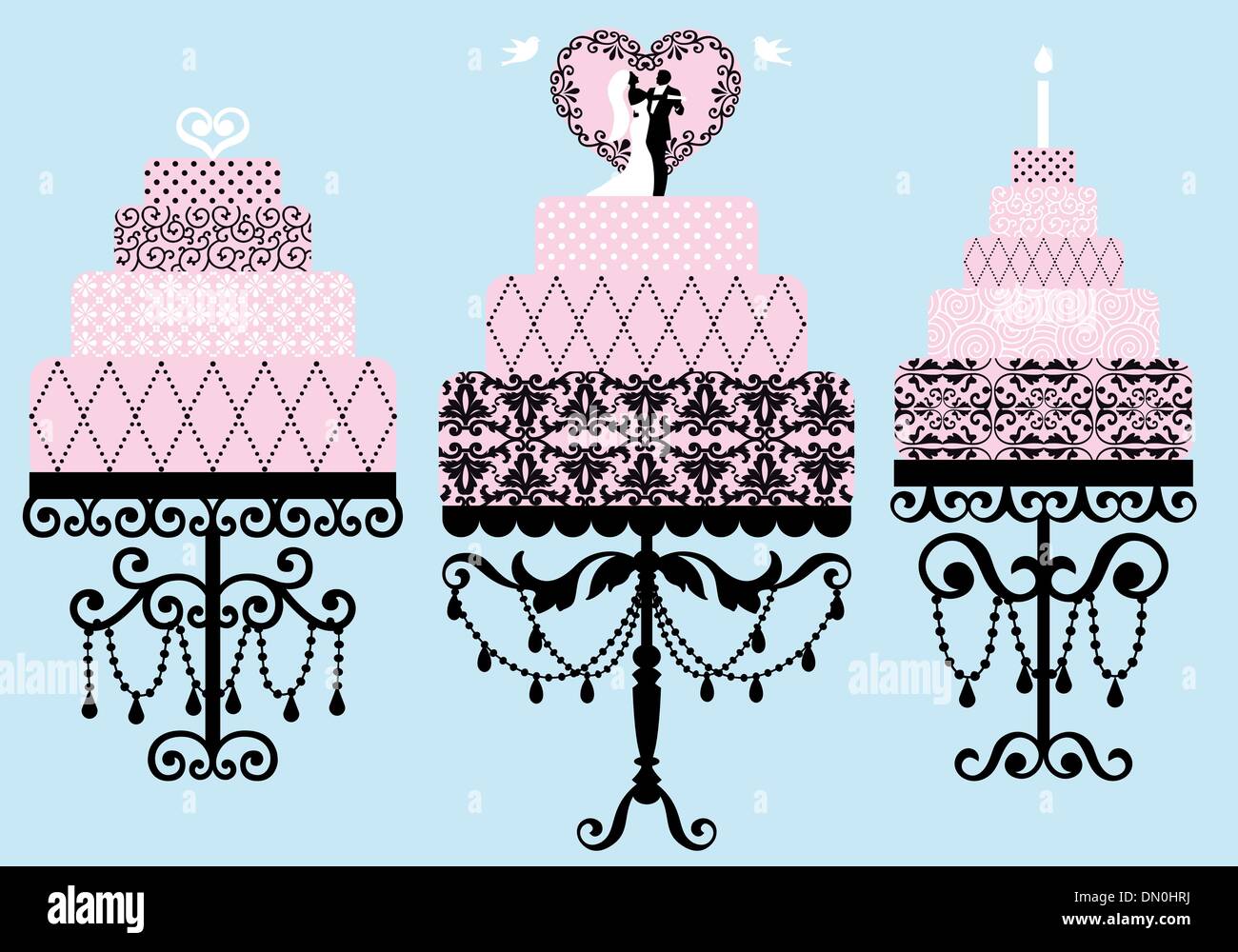 Des gâteaux d'anniversaire et de mariage, vector Illustration de Vecteur