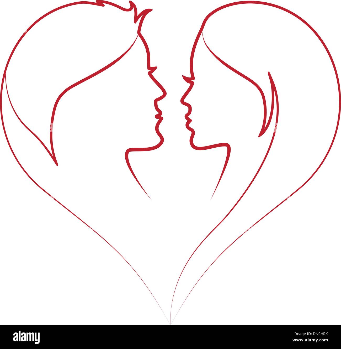 Visage en cœur rouge, vector Illustration de Vecteur