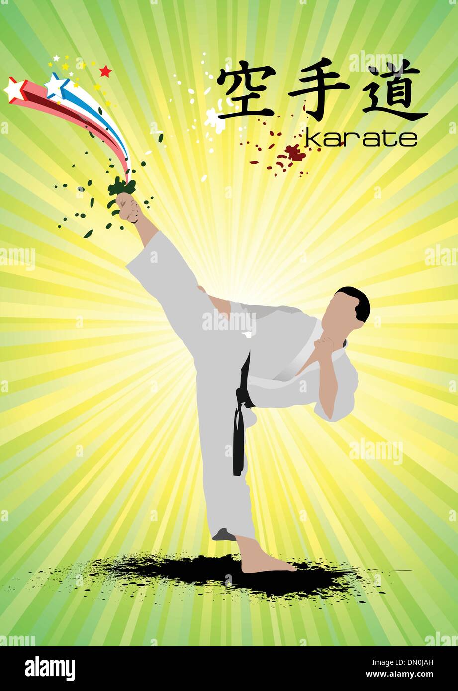 Sports de combat orientaux. Affiche de karaté. Vector illustration Illustration de Vecteur