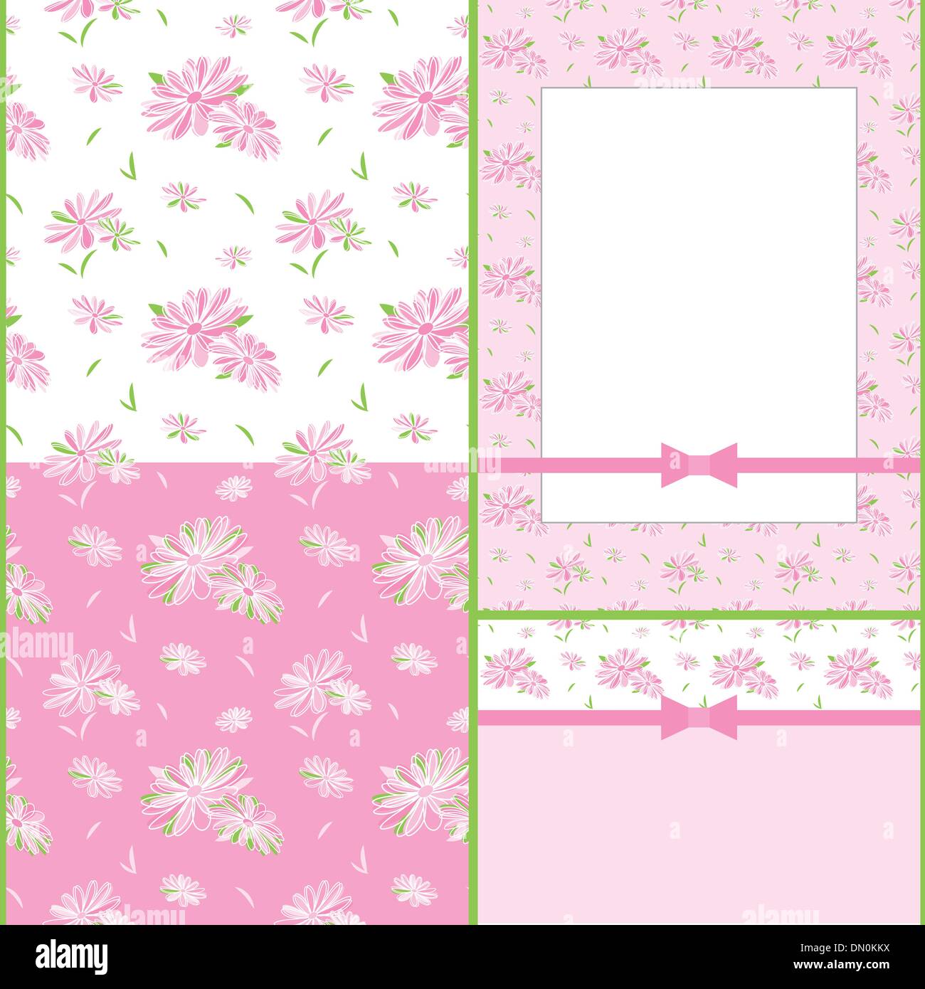 Ensemble de fleurs colorées modèle transparente Design de carte Illustration de Vecteur