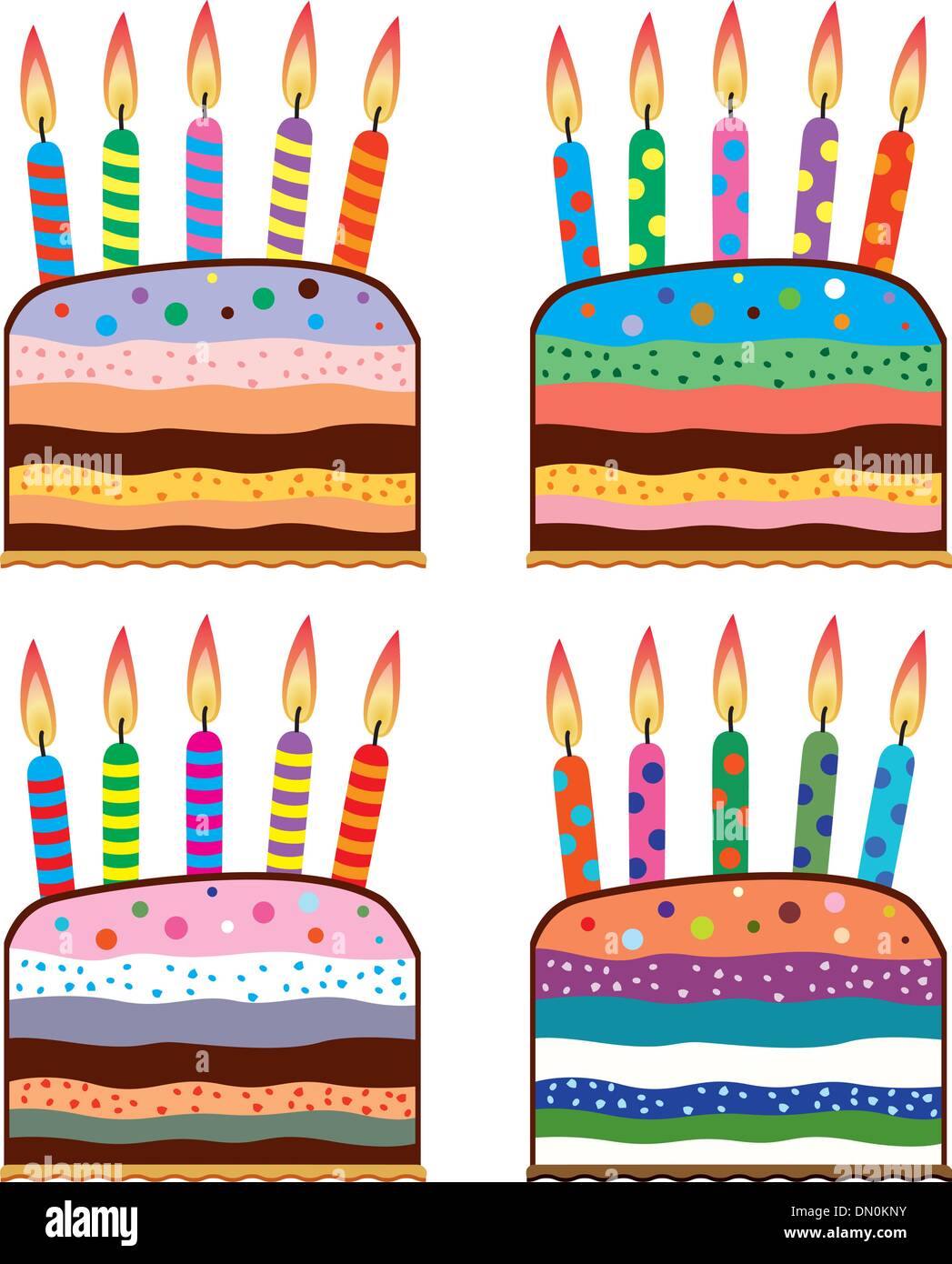 Vector set de gâteaux d'anniversaire Illustration de Vecteur