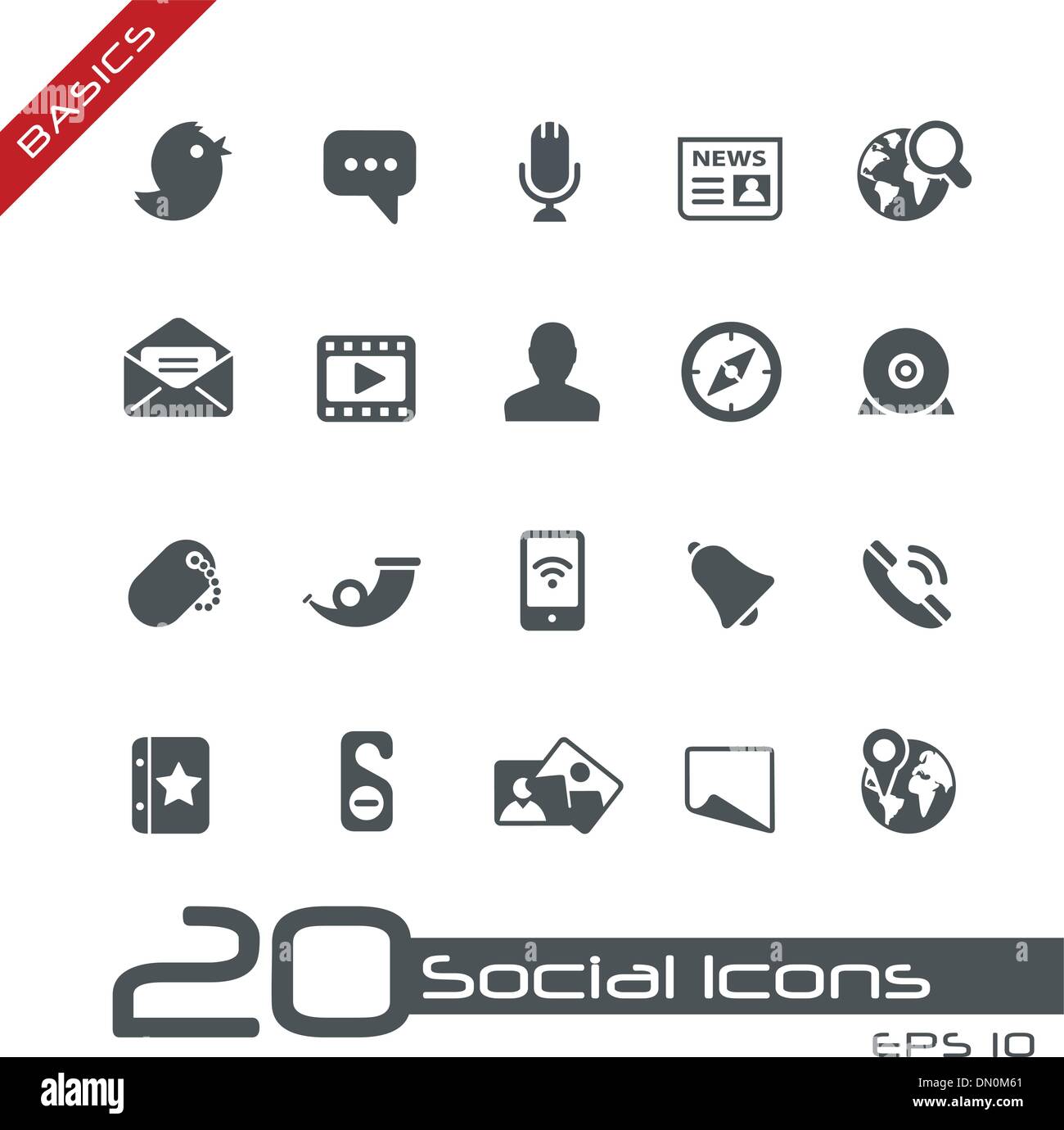 Social Media Icons // Basics Illustration de Vecteur
