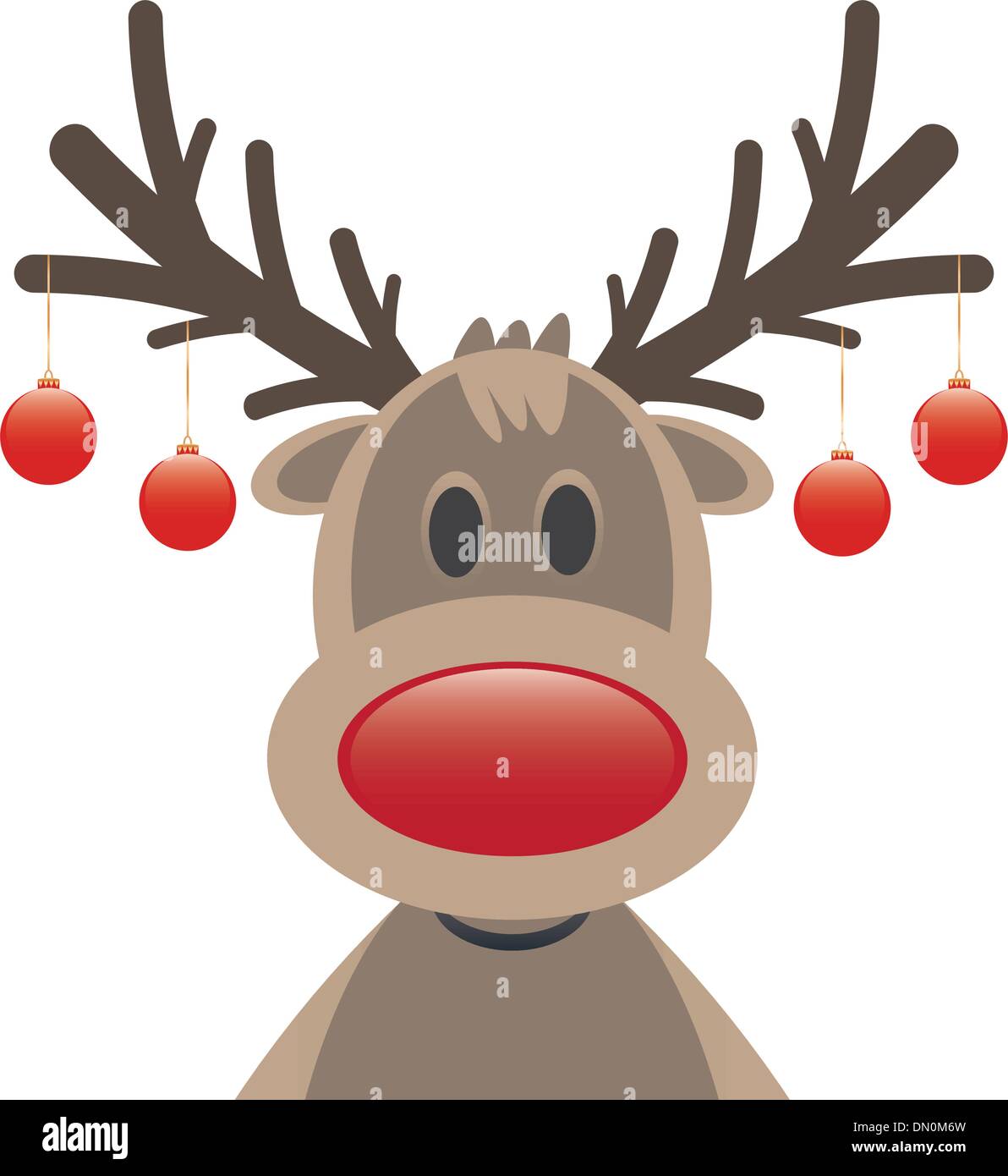 Le renne rudolph nez rouge boules de Noël Illustration de Vecteur