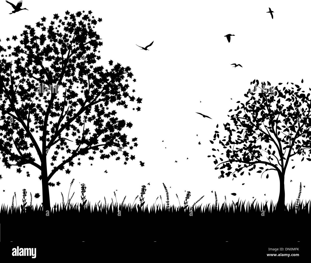 Silhouettes meadow Illustration de Vecteur