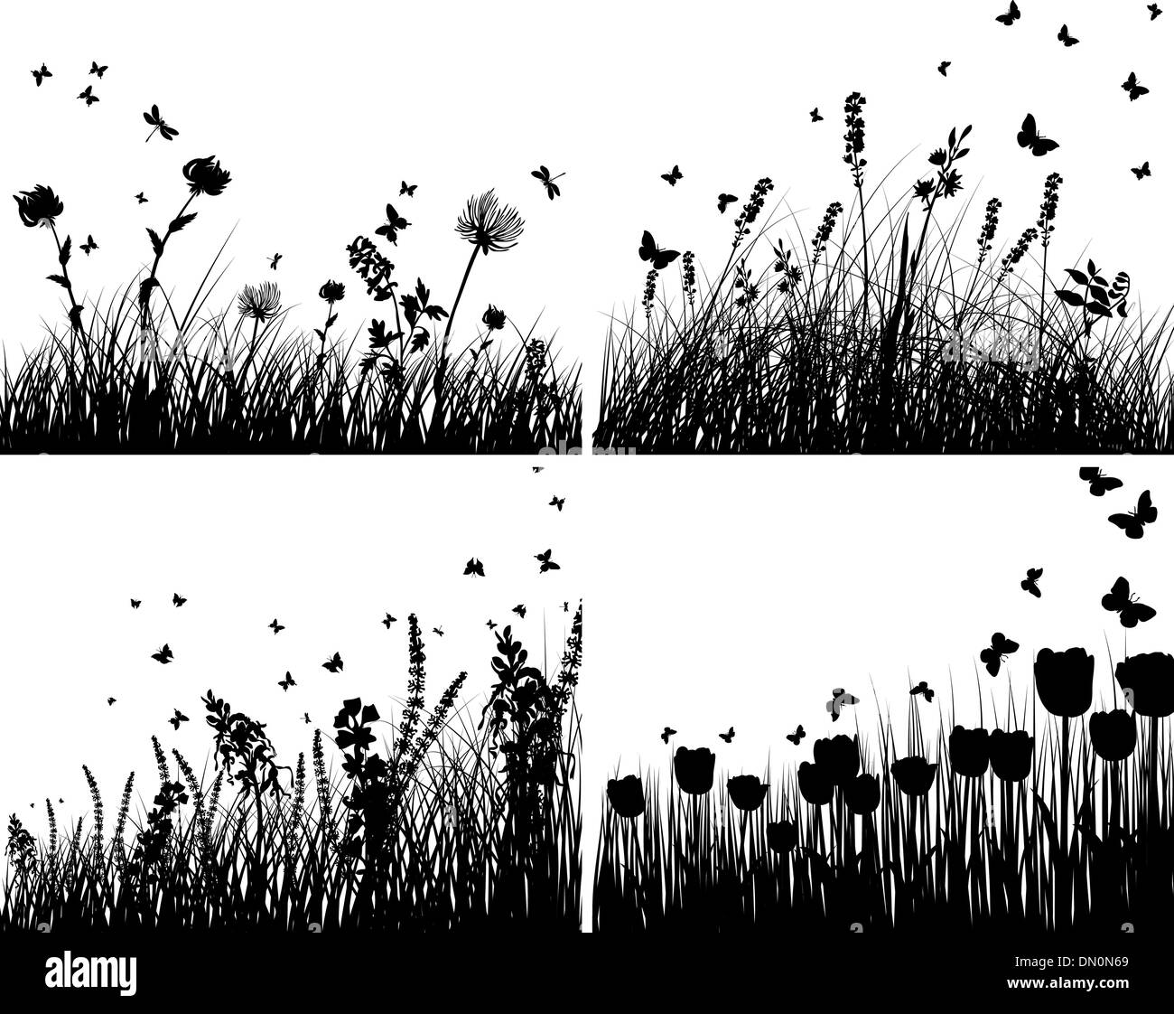 Silhouettes meadow Illustration de Vecteur