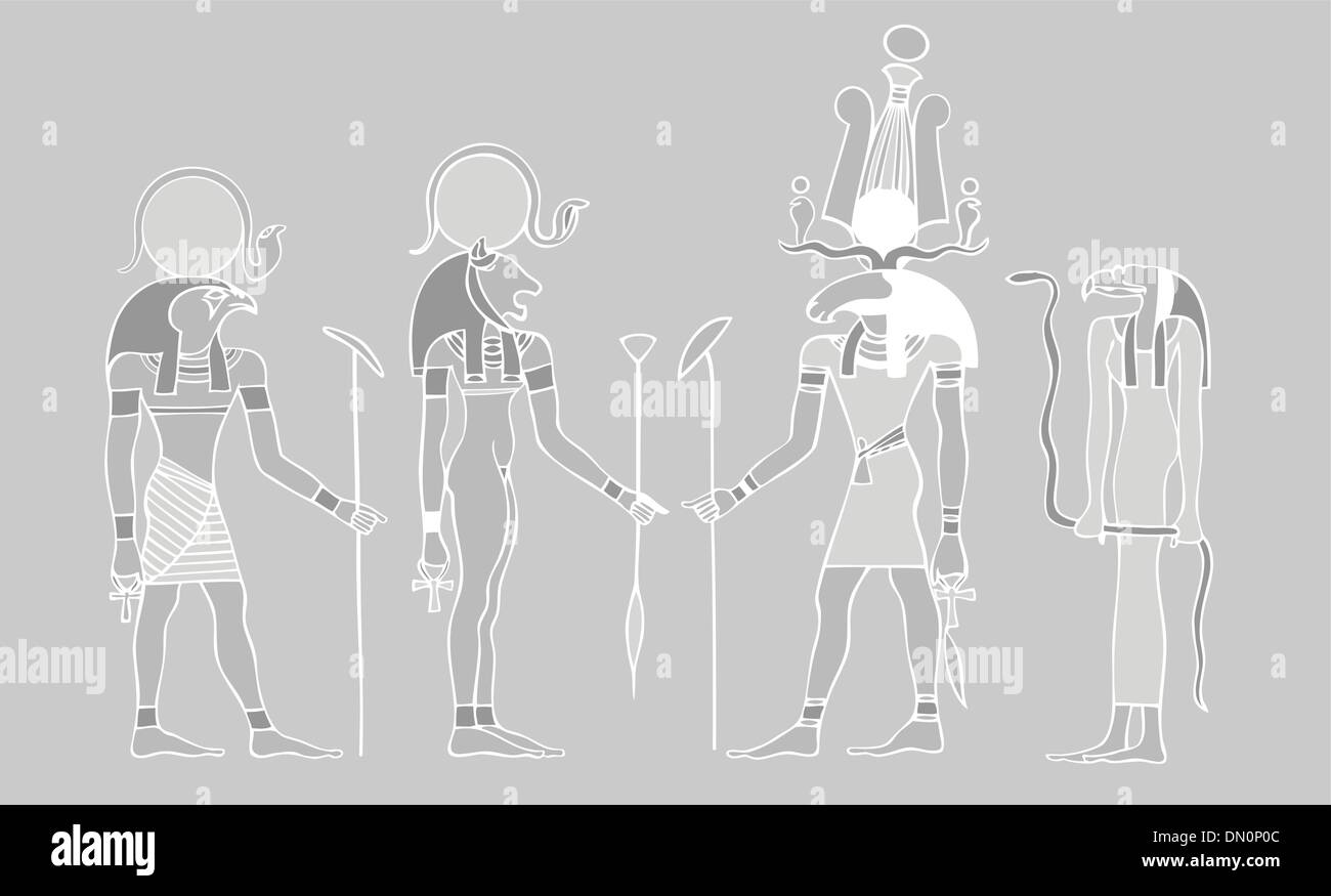 Dieux égyptiens et les symboles - vector Illustration de Vecteur
