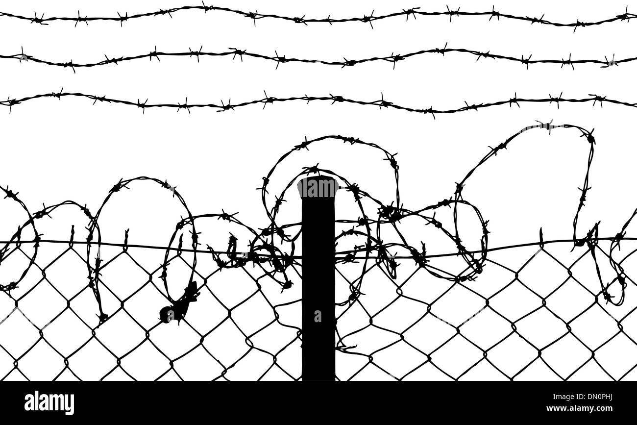 Wired clôture avec barbelés Illustration de Vecteur