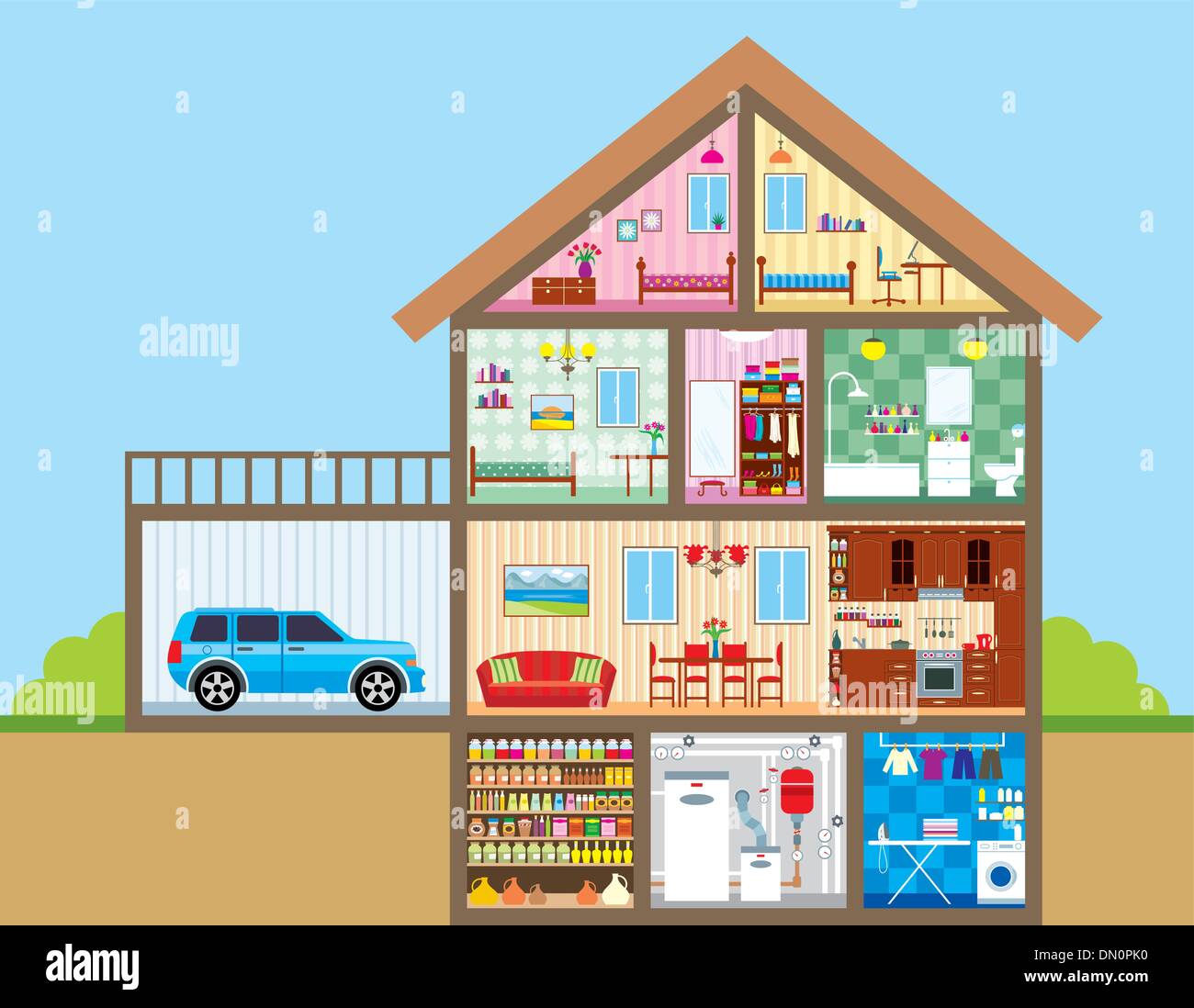 Maison dans une coupe Illustration de Vecteur