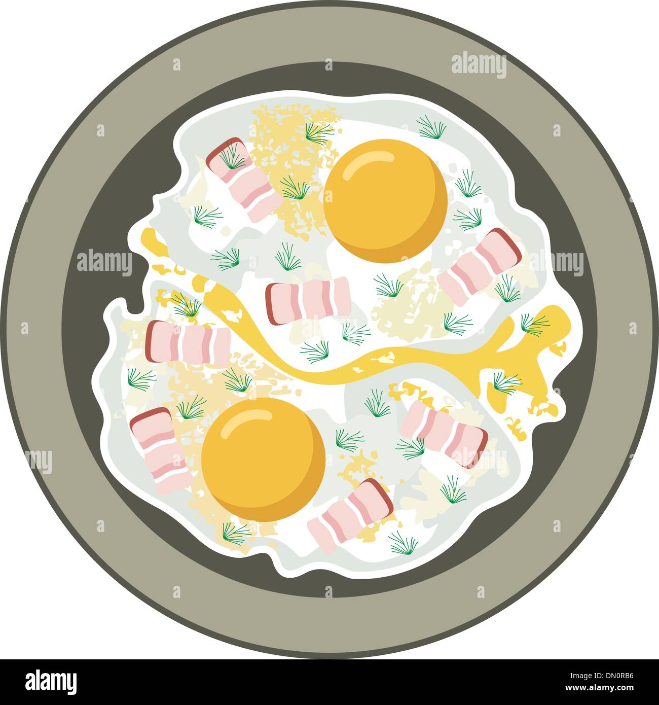 Oeufs au plat avec du bacon Illustration de Vecteur
