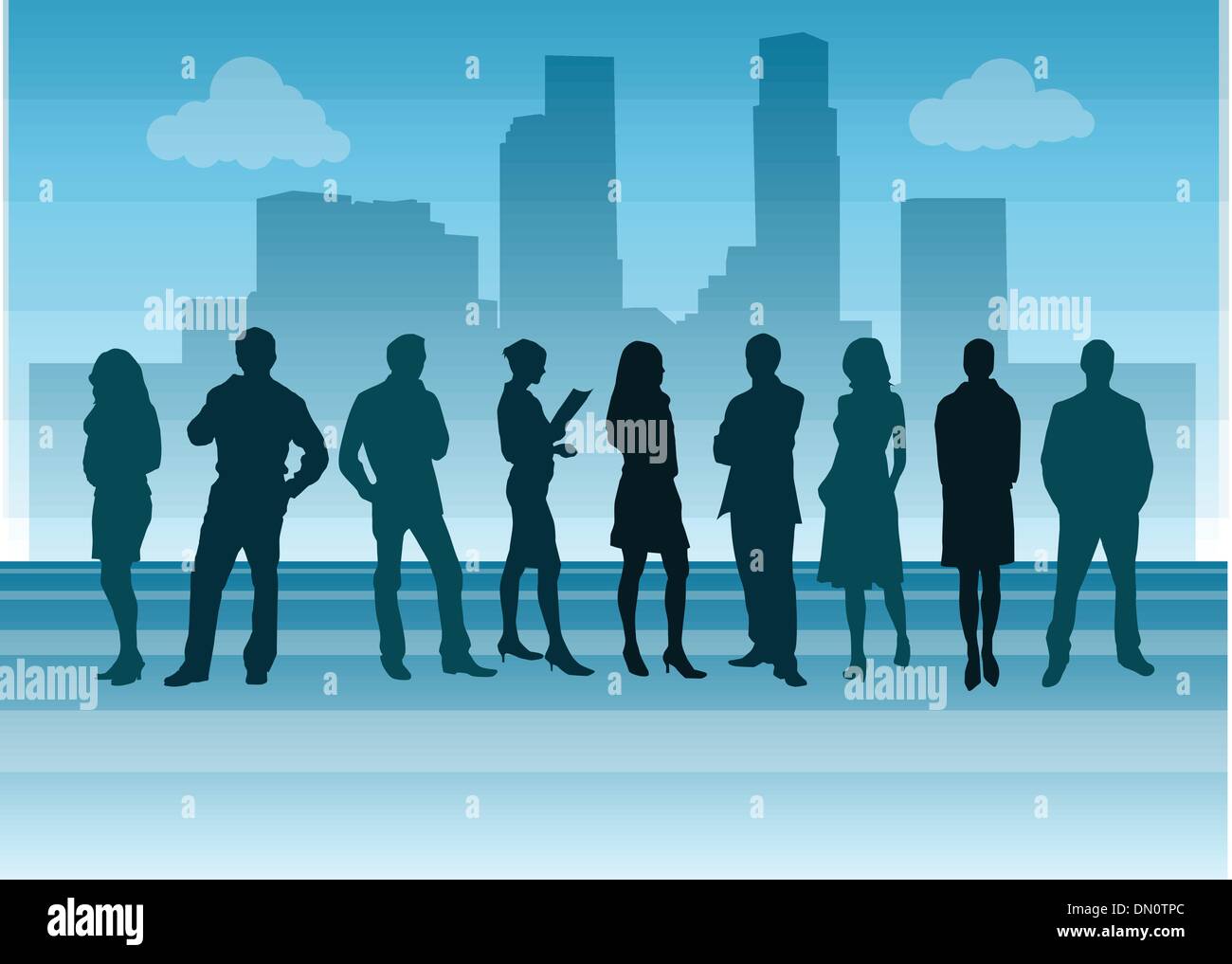 Illustration de business people walking with cityscape in zone Illustration de Vecteur