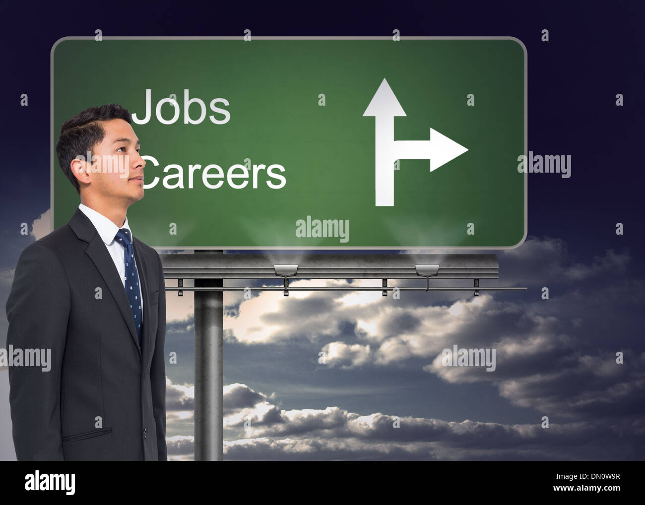 Image composite de panneau indiquant la direction d'emplois et carrières Banque D'Images