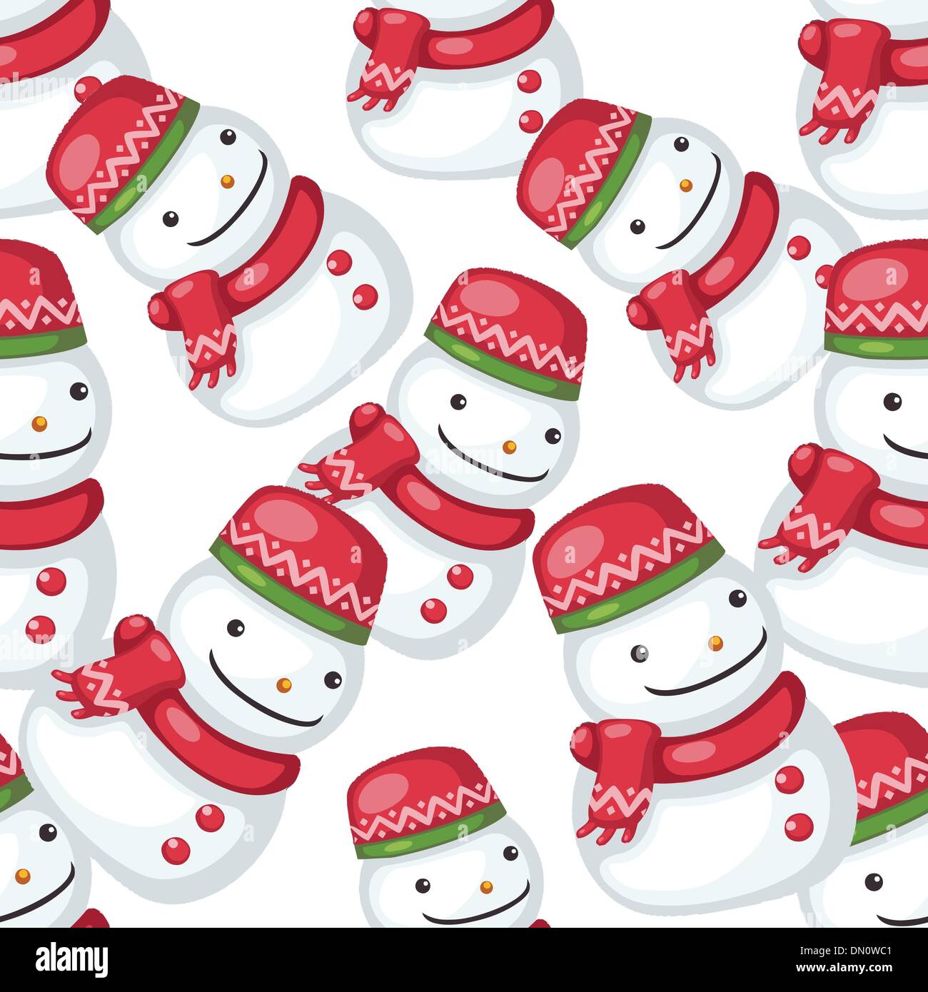 Bonhomme sourire avec écharpe rouge et chapeau sur fond blanc. Illustration de Vecteur