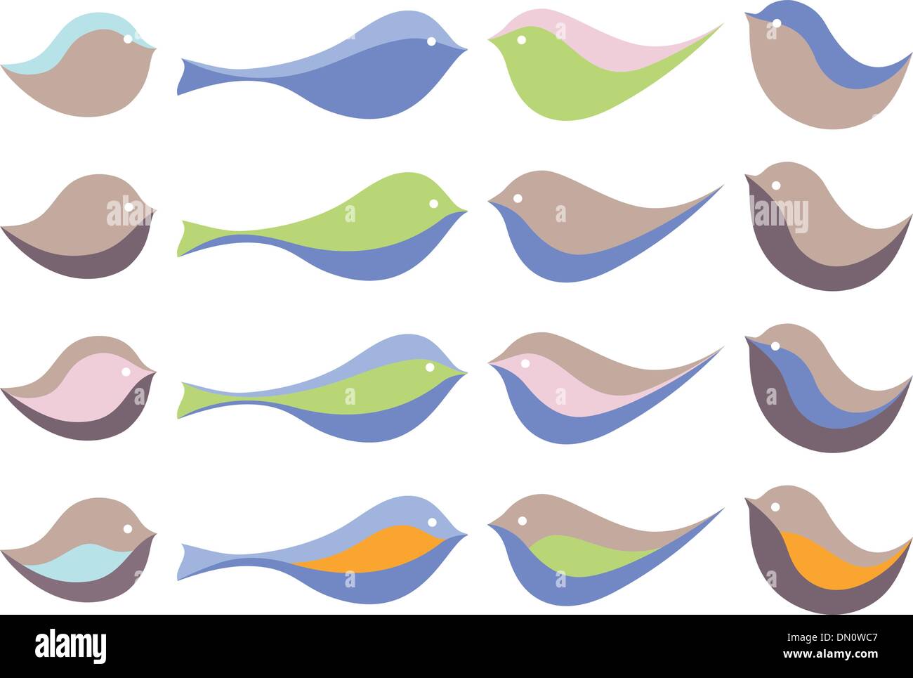 Oiseaux colorés mignon, vector Illustration de Vecteur
