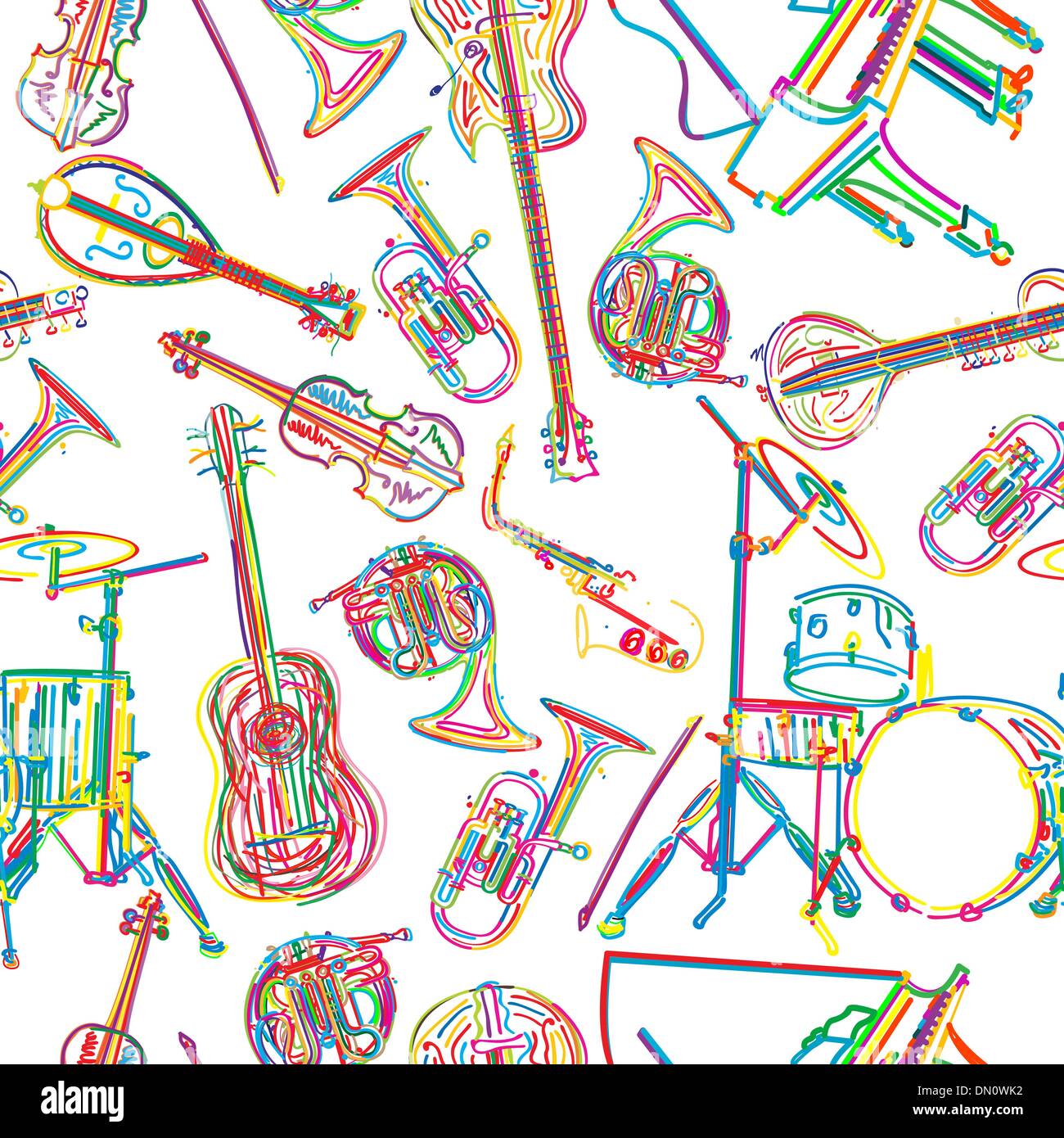 Instruments de musique sketch Illustration de Vecteur