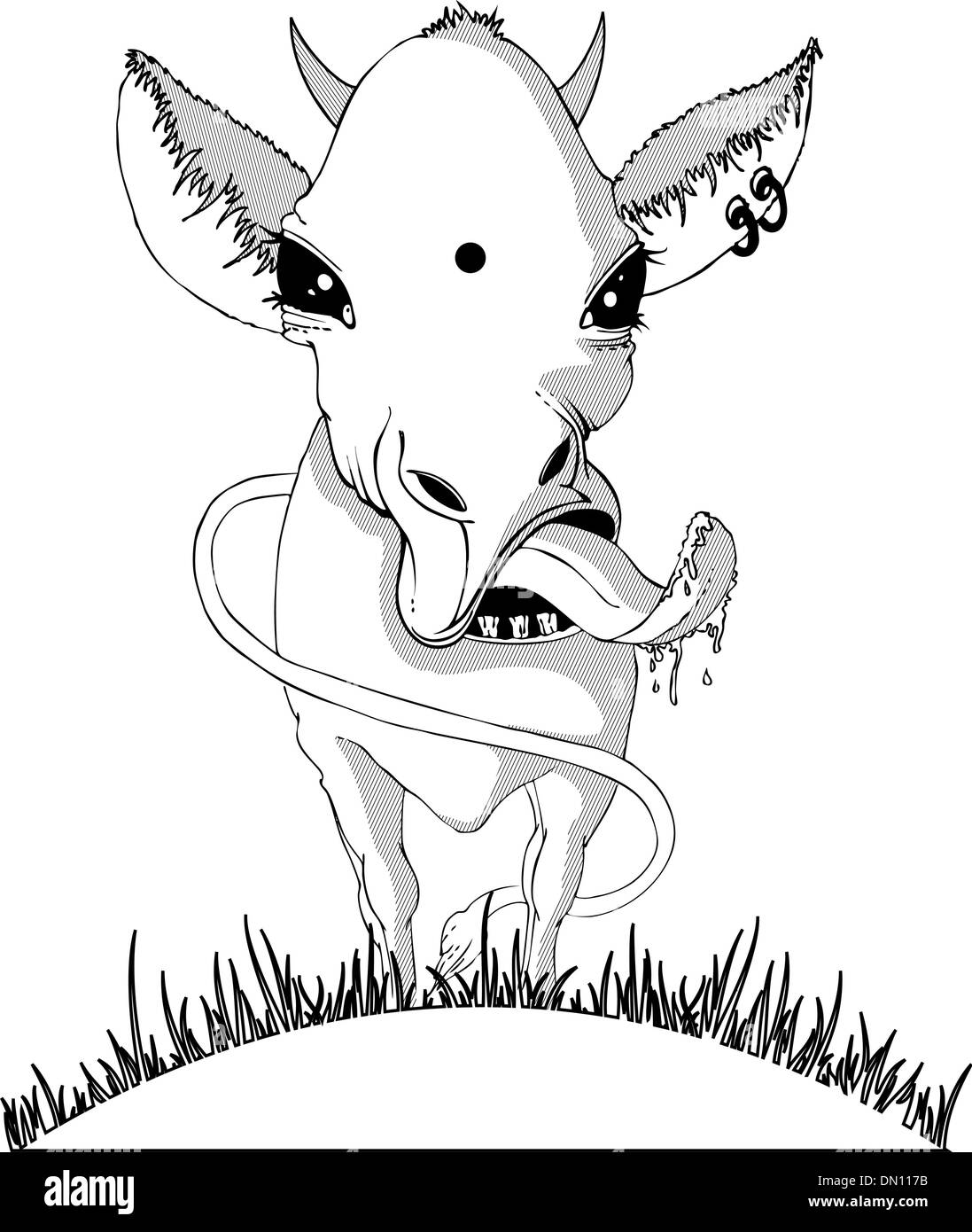 Vache noir & blanc Illustration de Vecteur