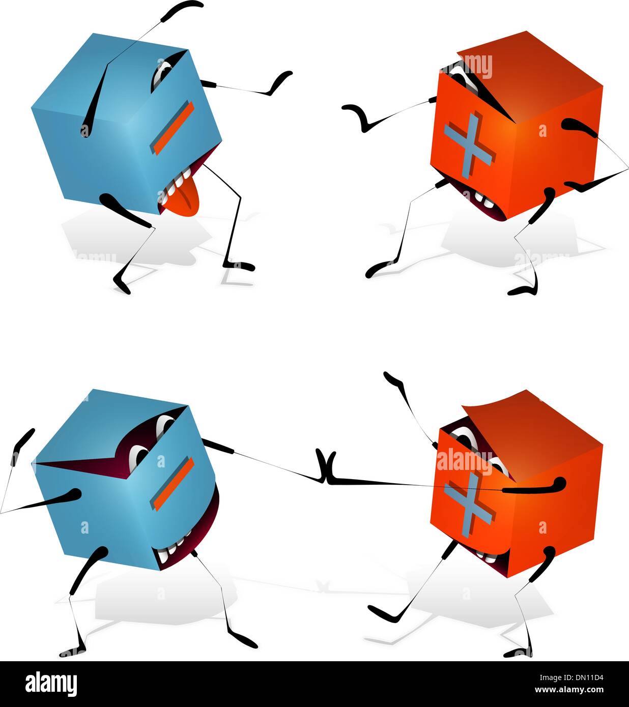 Plus et Moins drôle Toy Blocks Illustration de Vecteur