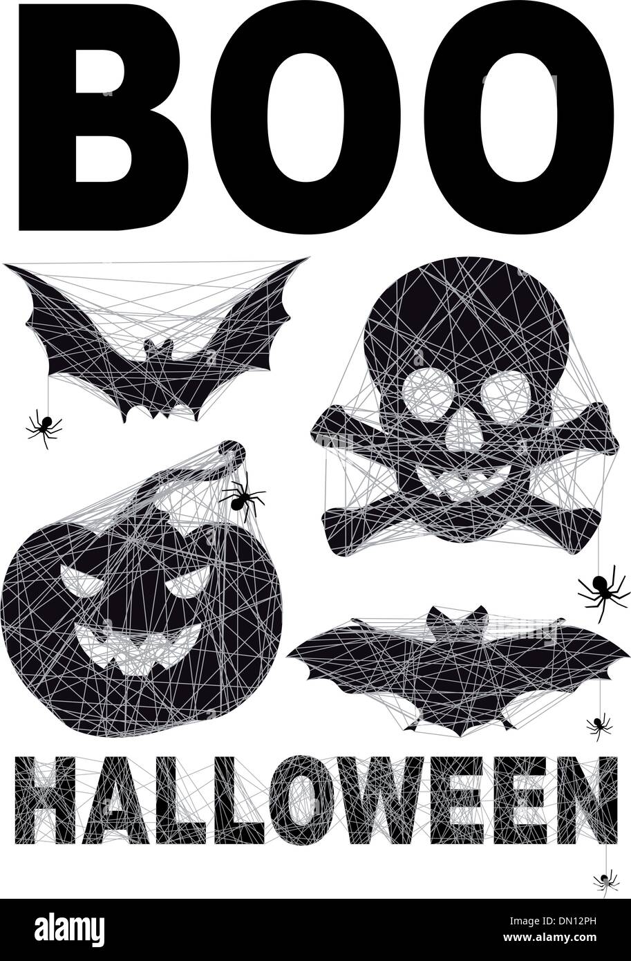 Icon Set Halloween avec Spidernet, vector Illustration de Vecteur