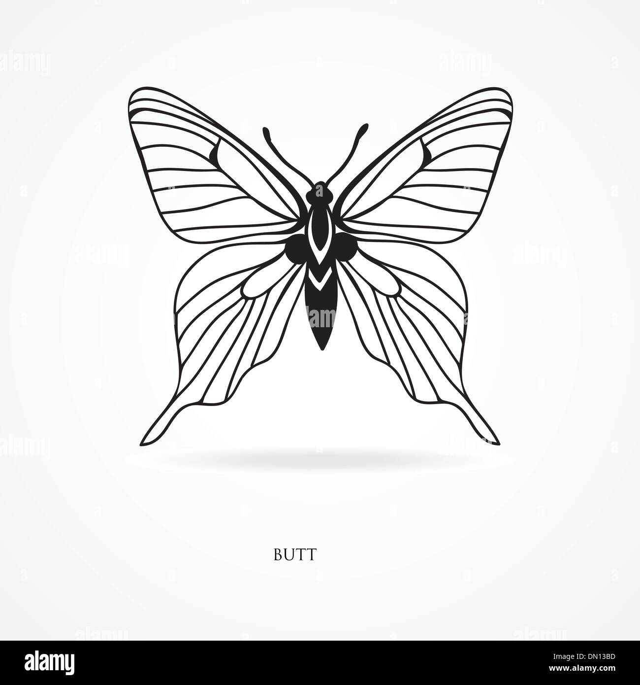 Abstract black papillon sur fond blanc Illustration de Vecteur