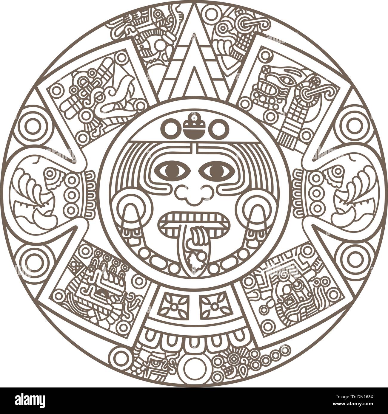 Calendrier Aztèque stylisé Illustration de Vecteur