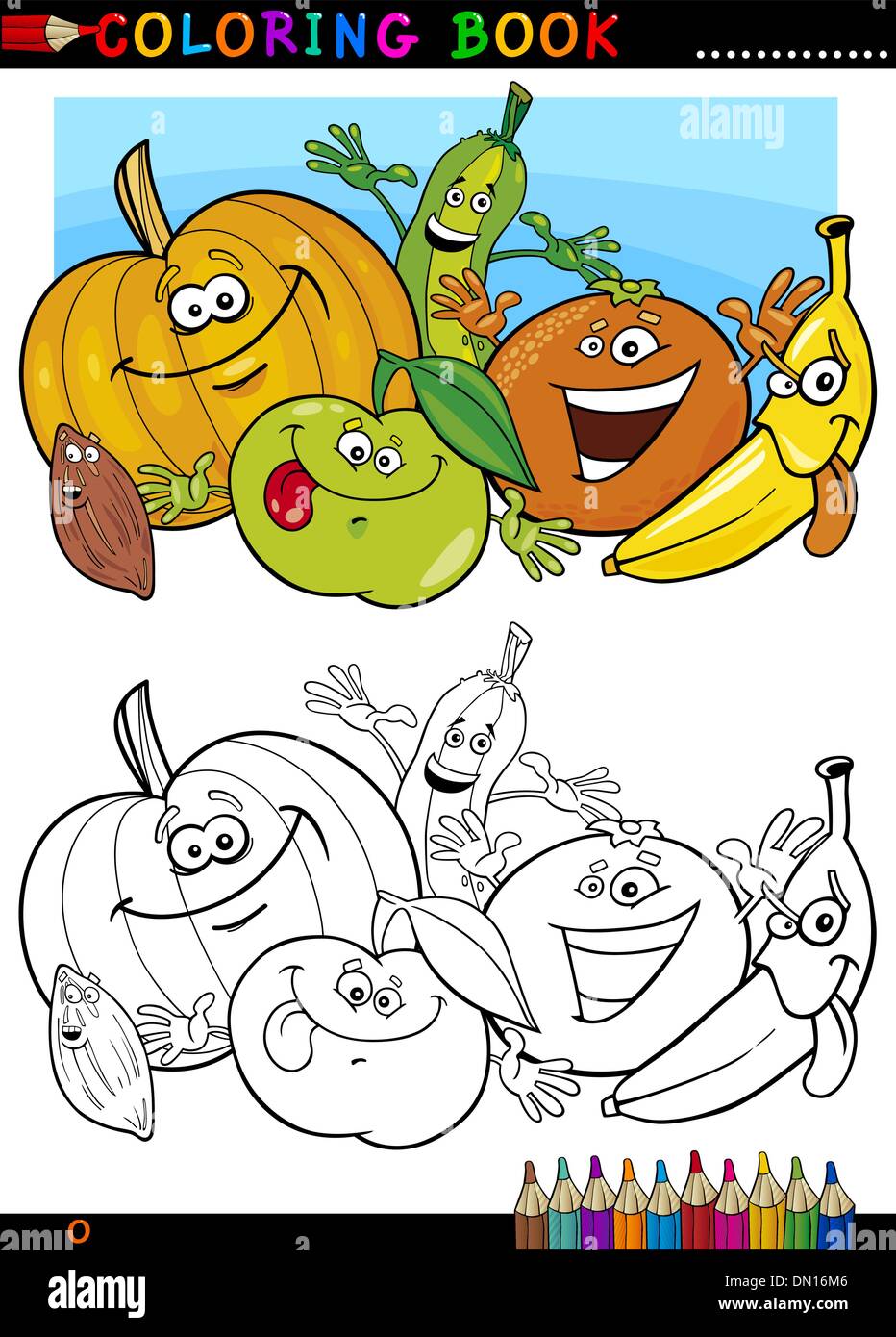 Pour la coloration des fruits et légumes Illustration de Vecteur