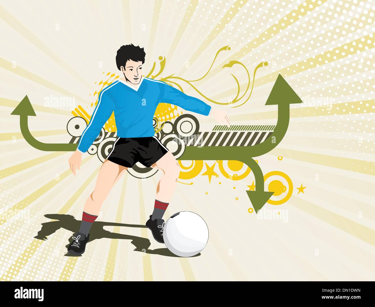 Dessin joueur de foot bleu et jaune Banque d'images vectorielles - Alamy