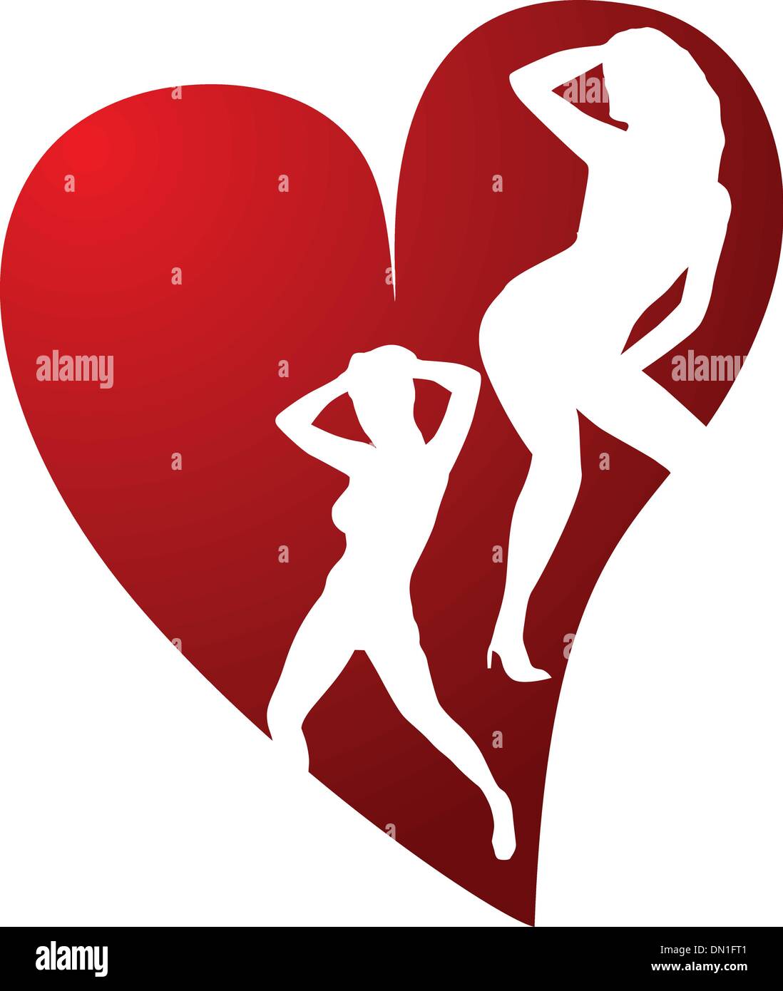 Coeur rouge filles danseur Illustration de Vecteur
