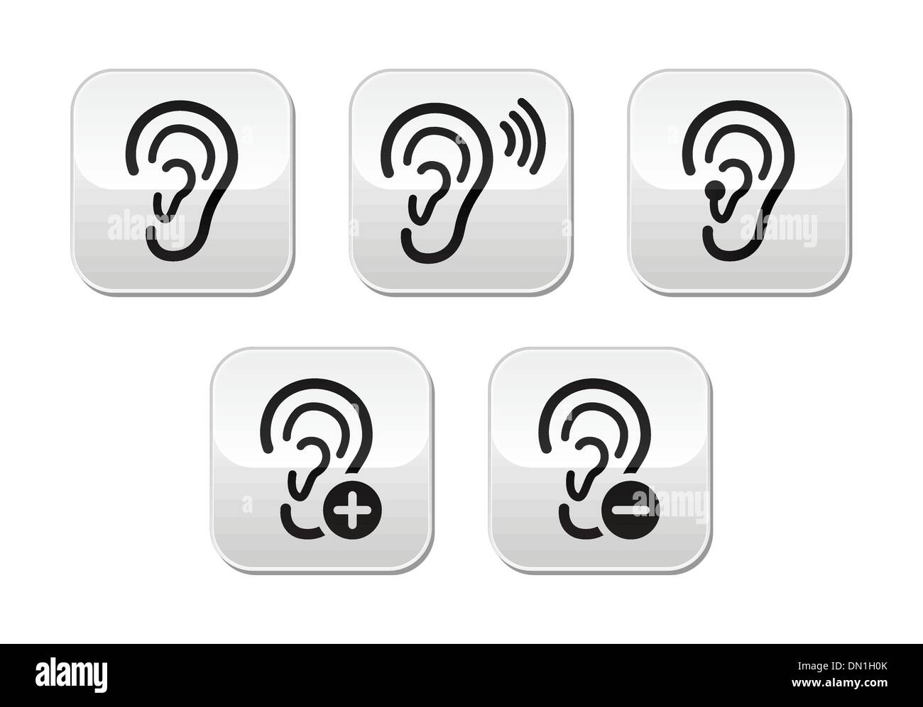 Audition de l'oreille de sourds de l'aide des boutons problème réglé Illustration de Vecteur