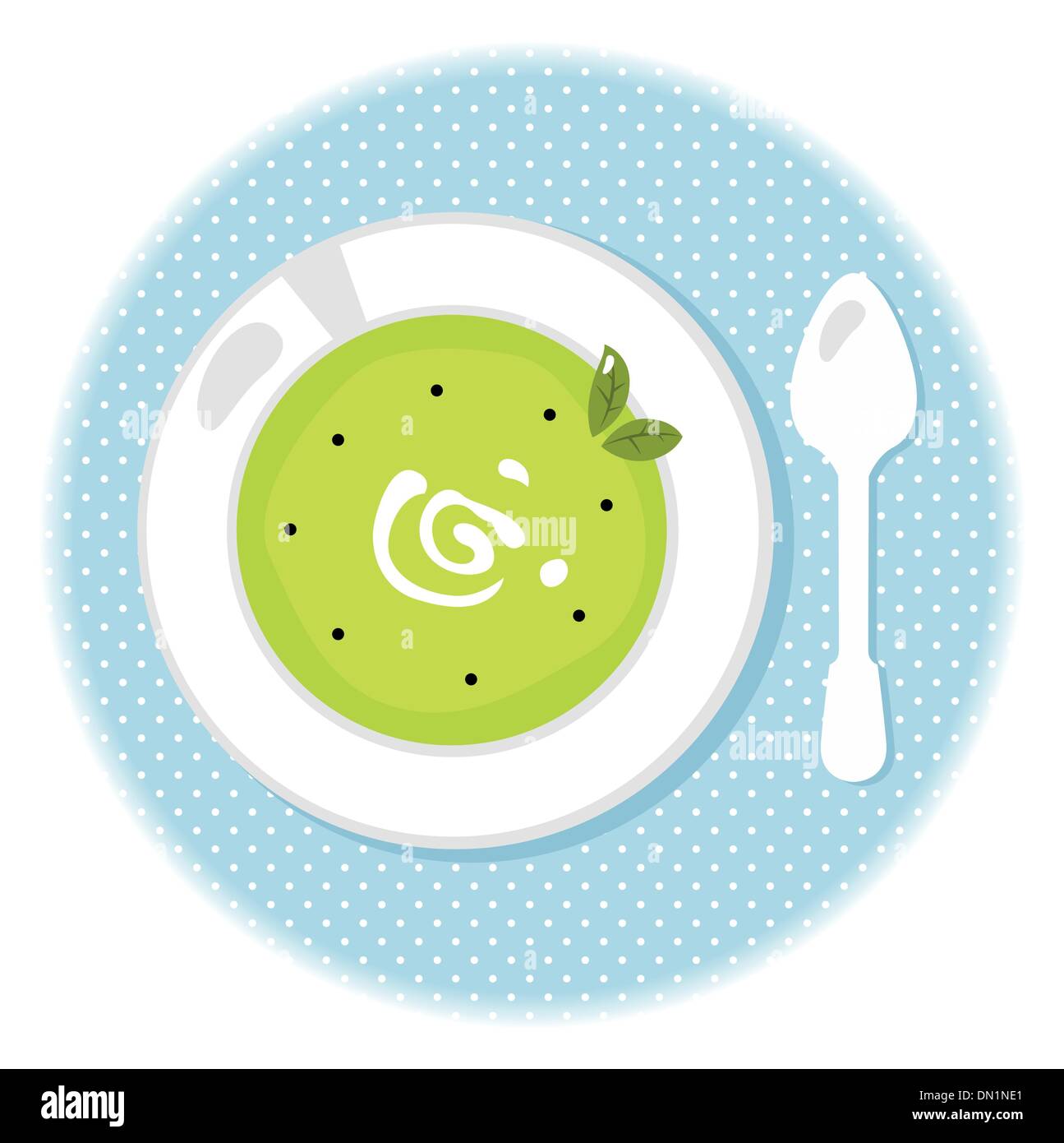 Petits pois soupe verte dans isolated on white Illustration de Vecteur