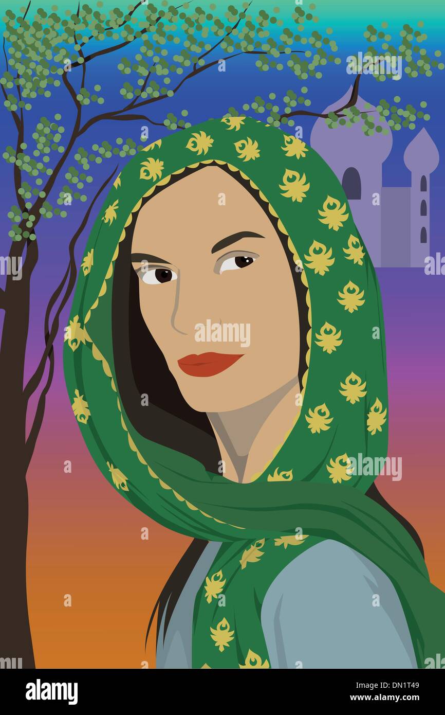 Femme avec foulard Banque d'images vectorielles - Alamy
