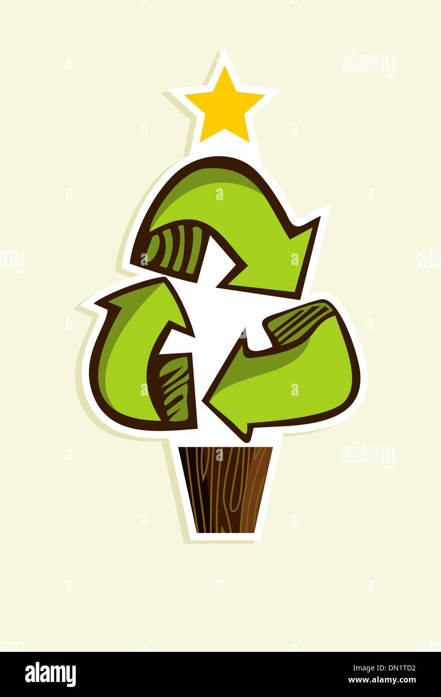 Happy Green Christmas Tree Illustration de Vecteur