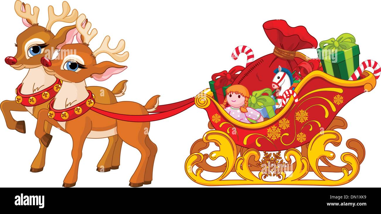 Traîneau du Père Noël Illustration de Vecteur