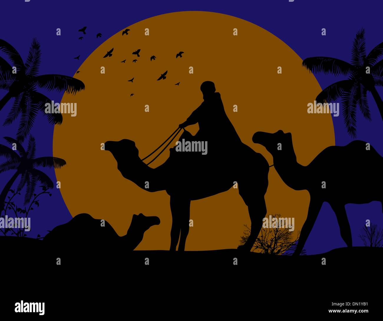 Caravane de chameaux bédouin Illustration de Vecteur