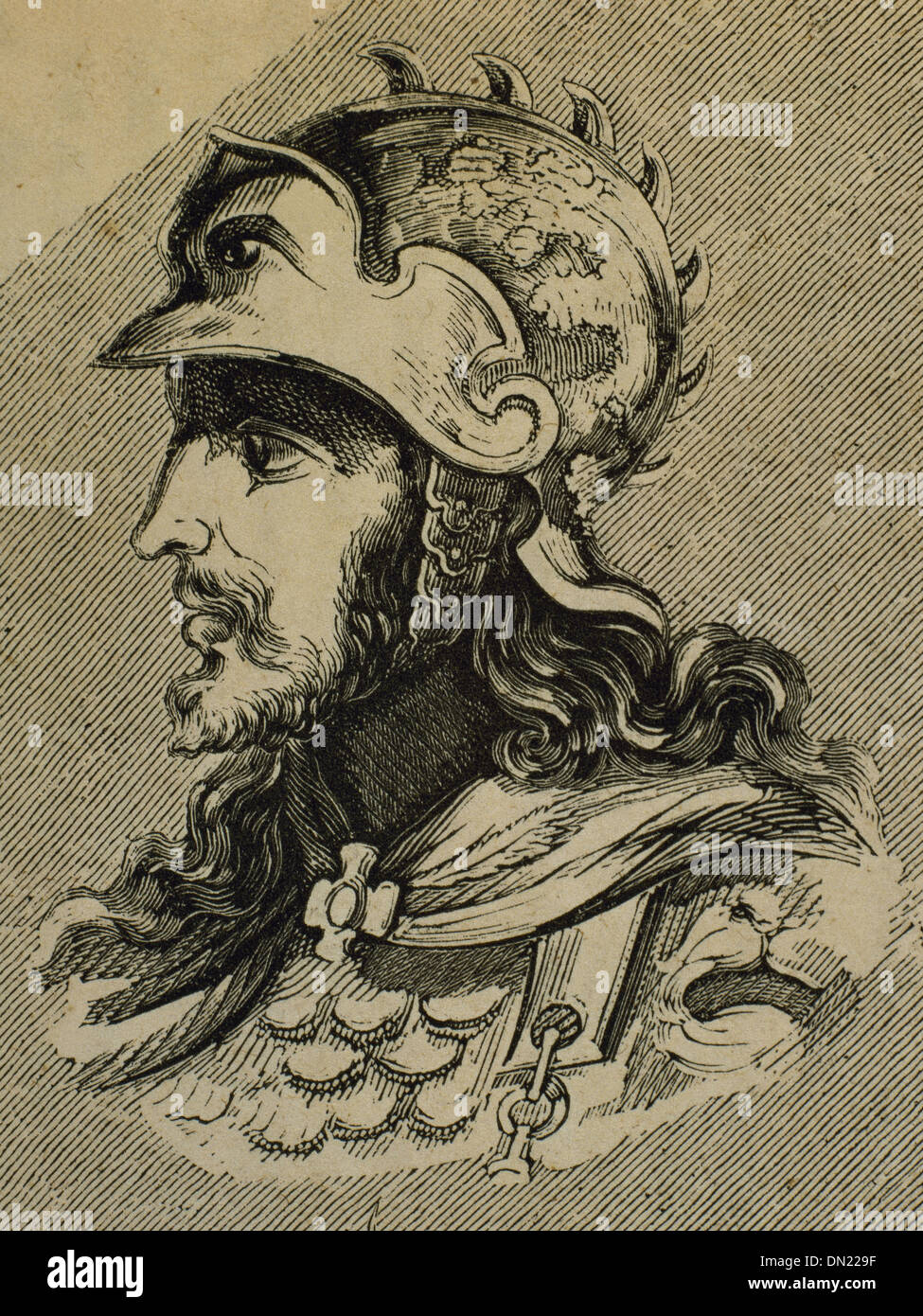 Ataulf. Le roi des Visigoths germaniques à partir de 410-415. La gravure. Banque D'Images