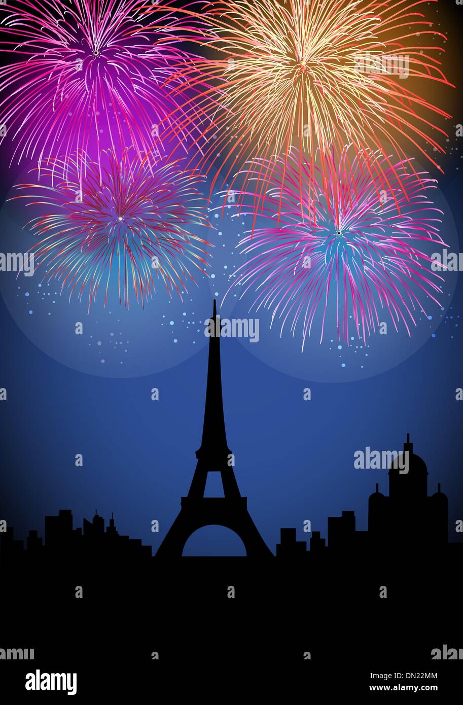 Bonne Année d'artifice en France Illustration de Vecteur