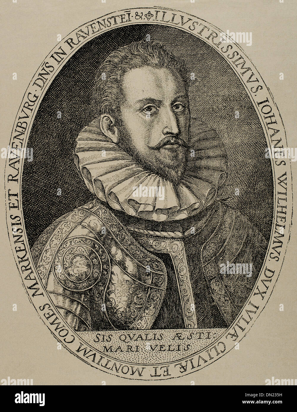 John William, duc d'Julich-Cleves-Berg (1562-1609). Gravure par Cripin Passe, 1592. Banque D'Images