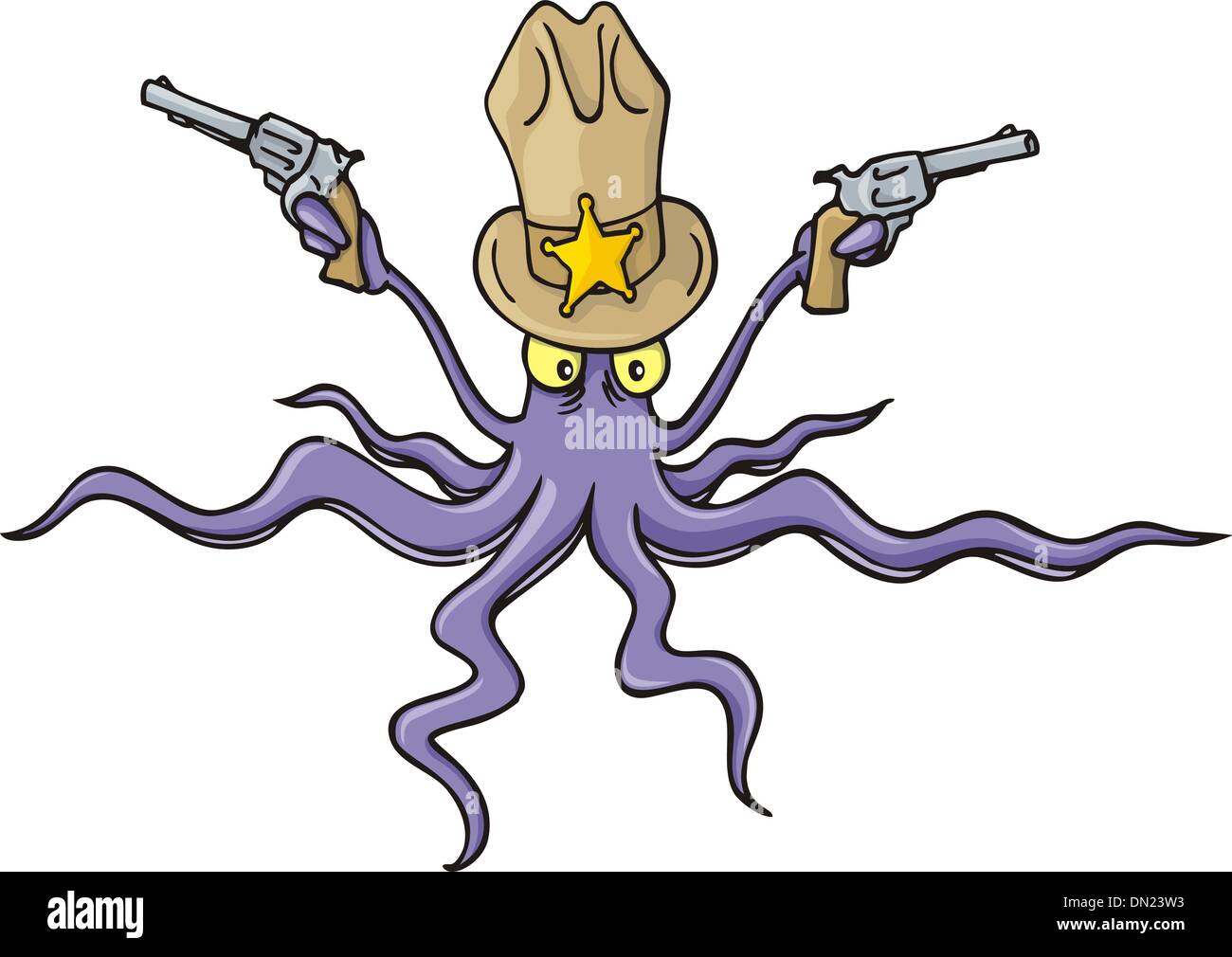 Sheriff squid cartoon Illustration de Vecteur