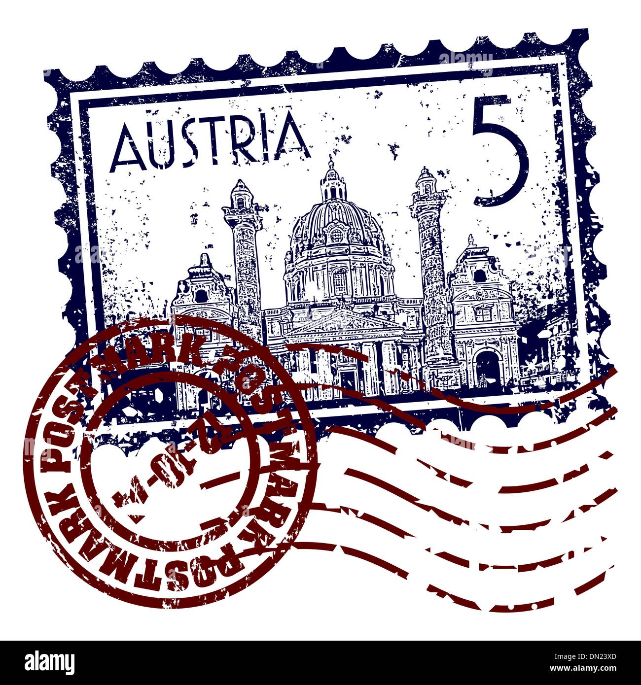 Vector illustration du timbre ou cachet de l'Autriche Illustration de Vecteur