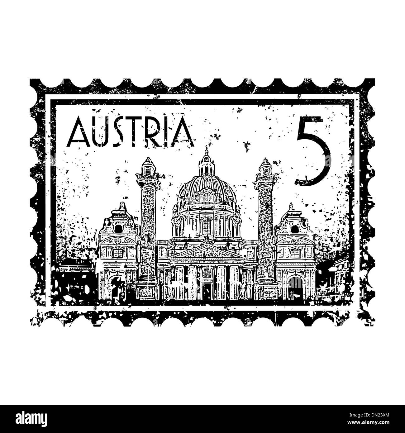 Vector illustration du timbre ou cachet de l'Autriche Illustration de Vecteur