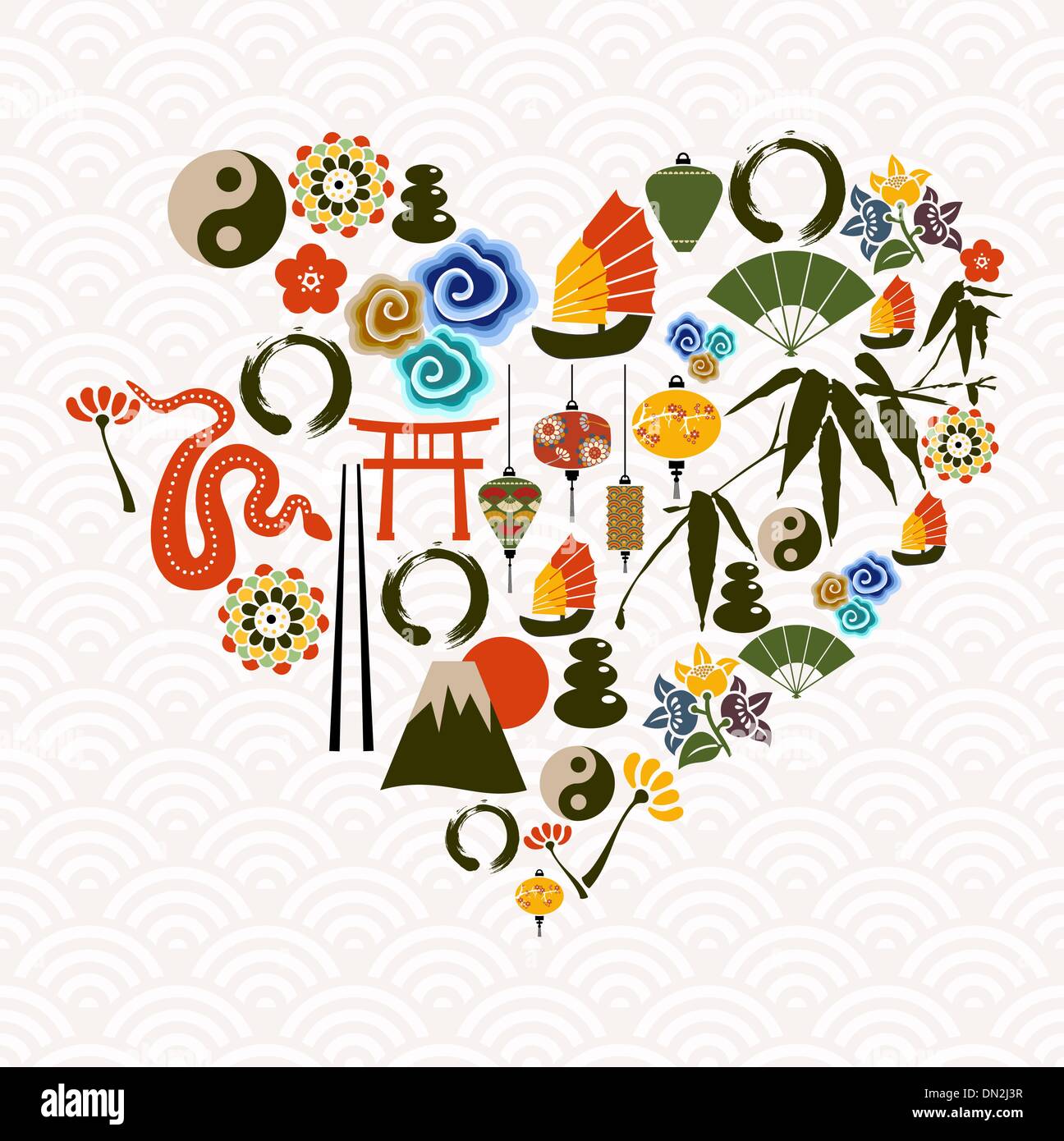 Le Nouvel An chinois du serpent heart love Illustration de Vecteur