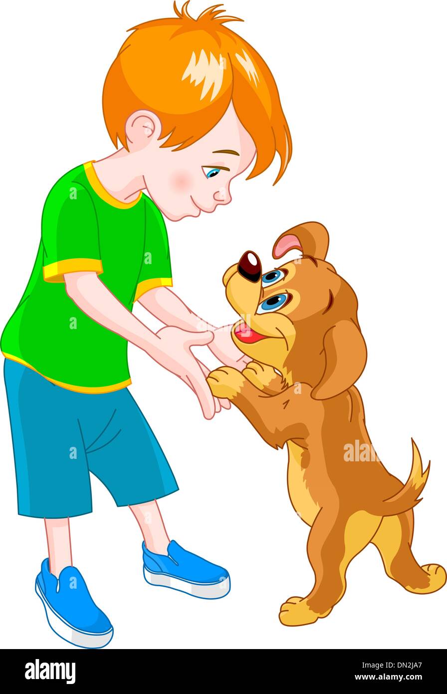 Garçon et chien Illustration de Vecteur