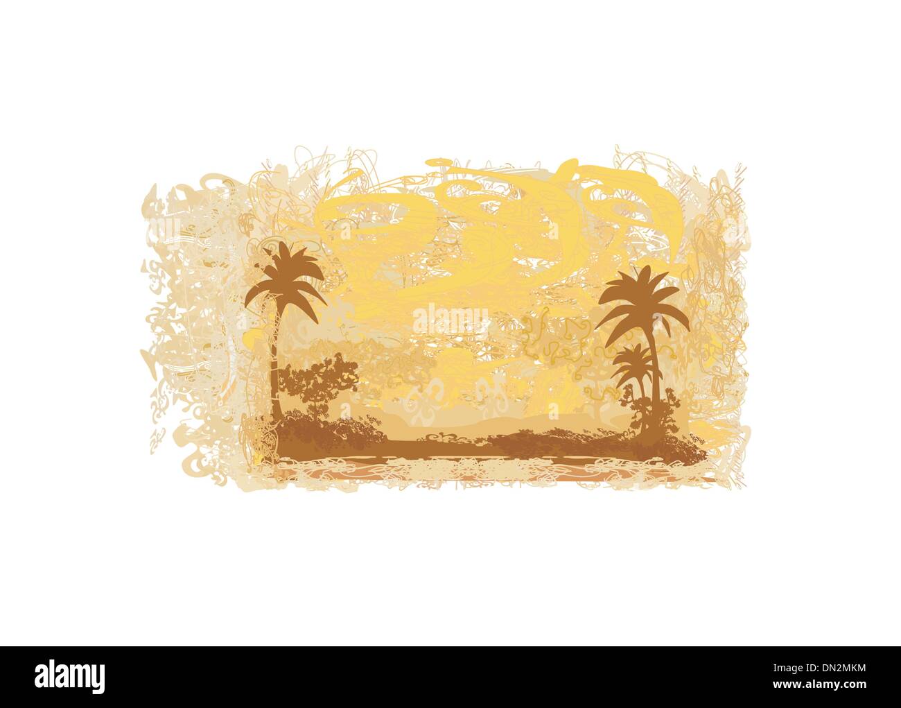 Caravane de chameaux bédouin dans l'Afrique sauvage illustration paysage Illustration de Vecteur