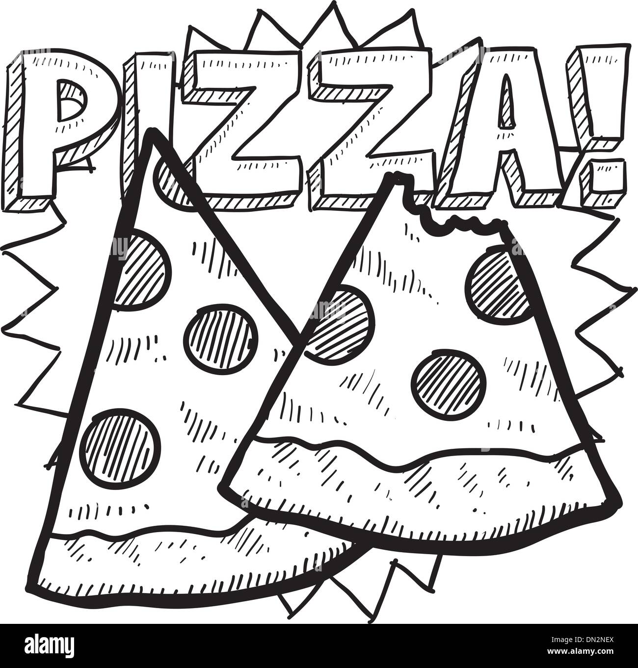 Croquis de tranches de pizza Illustration de Vecteur