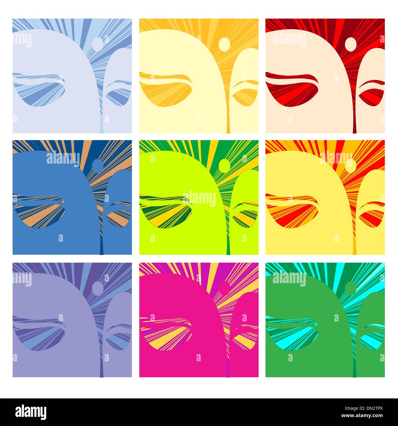 Visages de Bouddha Illustration de Vecteur