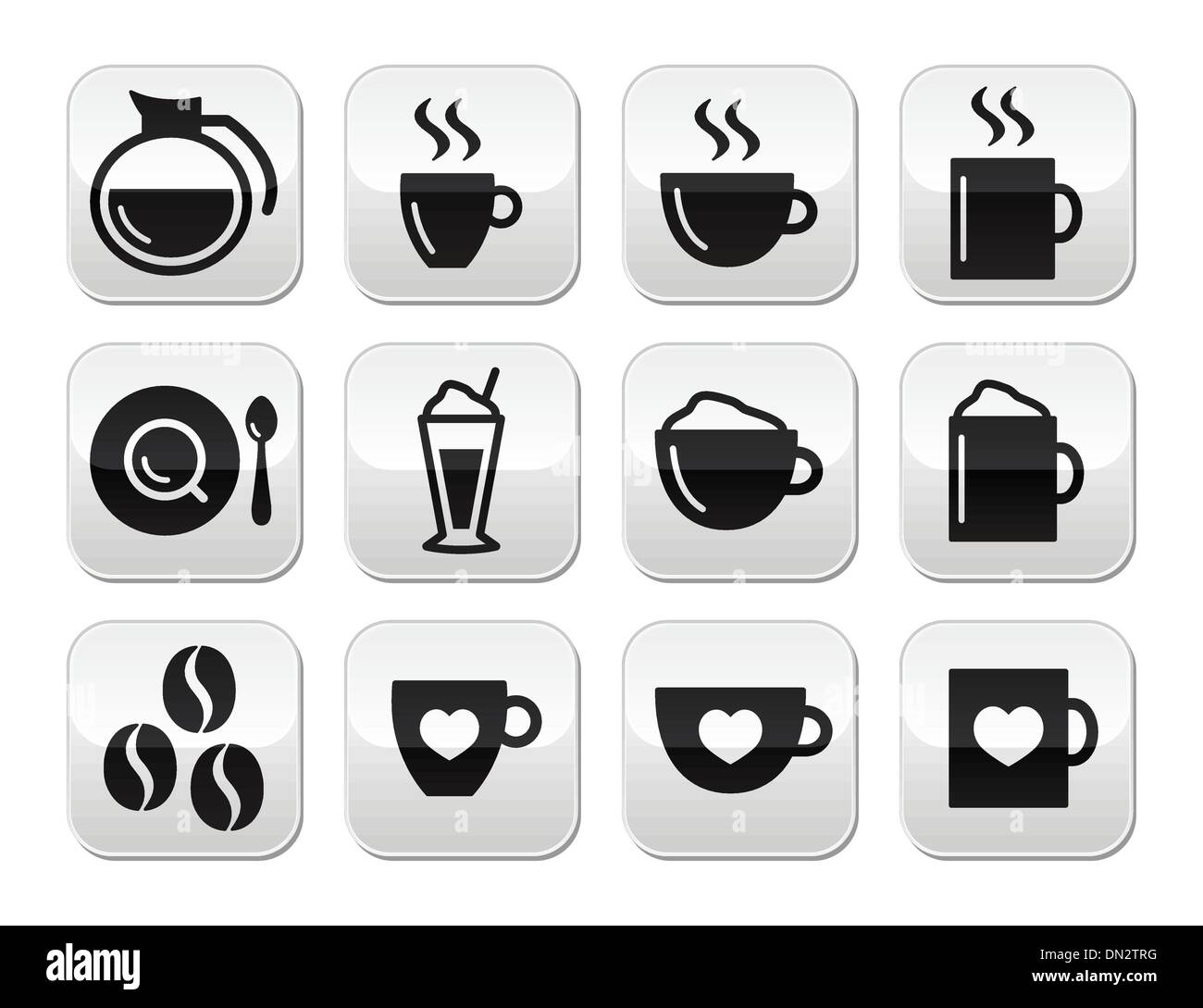 Jeu de boutons Café - vector Illustration de Vecteur Jeu de boutons Café - vector Illustration de Vecteur