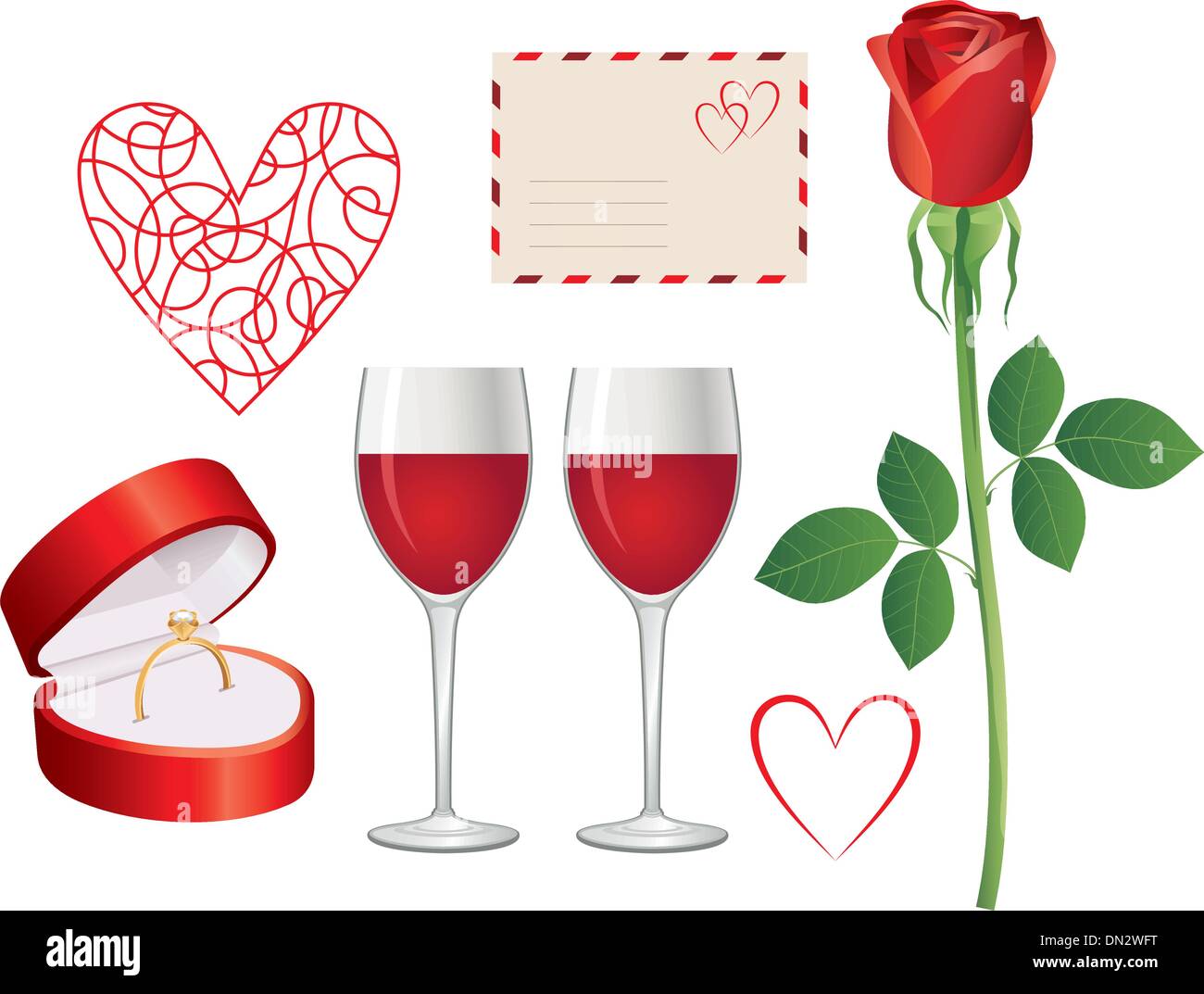 Valentine day icon set Illustration de Vecteur