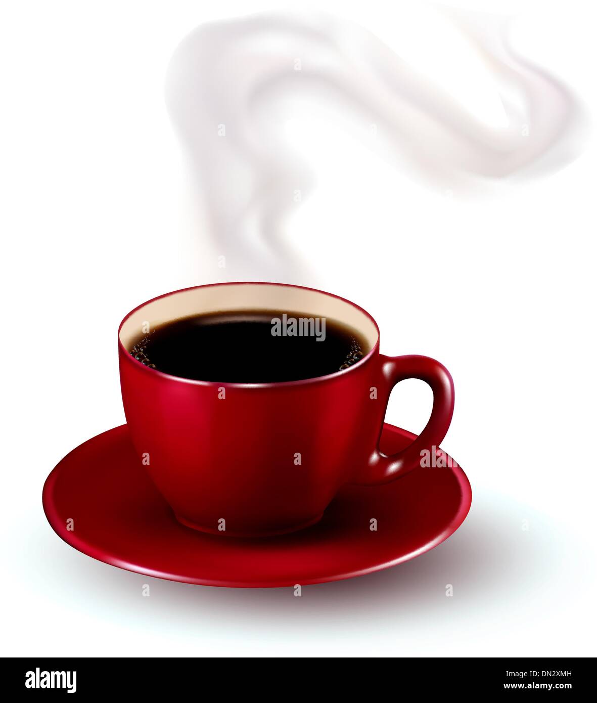 Rouge parfaite tasse de café avec de la vapeur. Vector illustration. Illustration de Vecteur