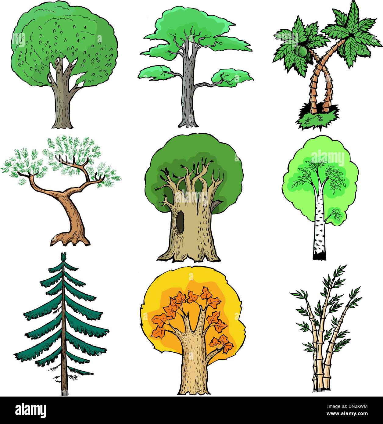 Ensemble d’arbres Illustration de Vecteur