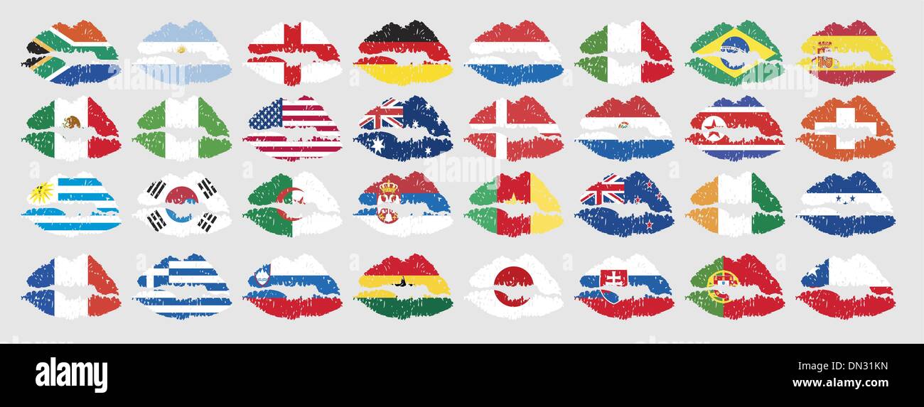 Drapeaux des pays en commençant par l'Afrique du Sud en lip sh Illustration de Vecteur